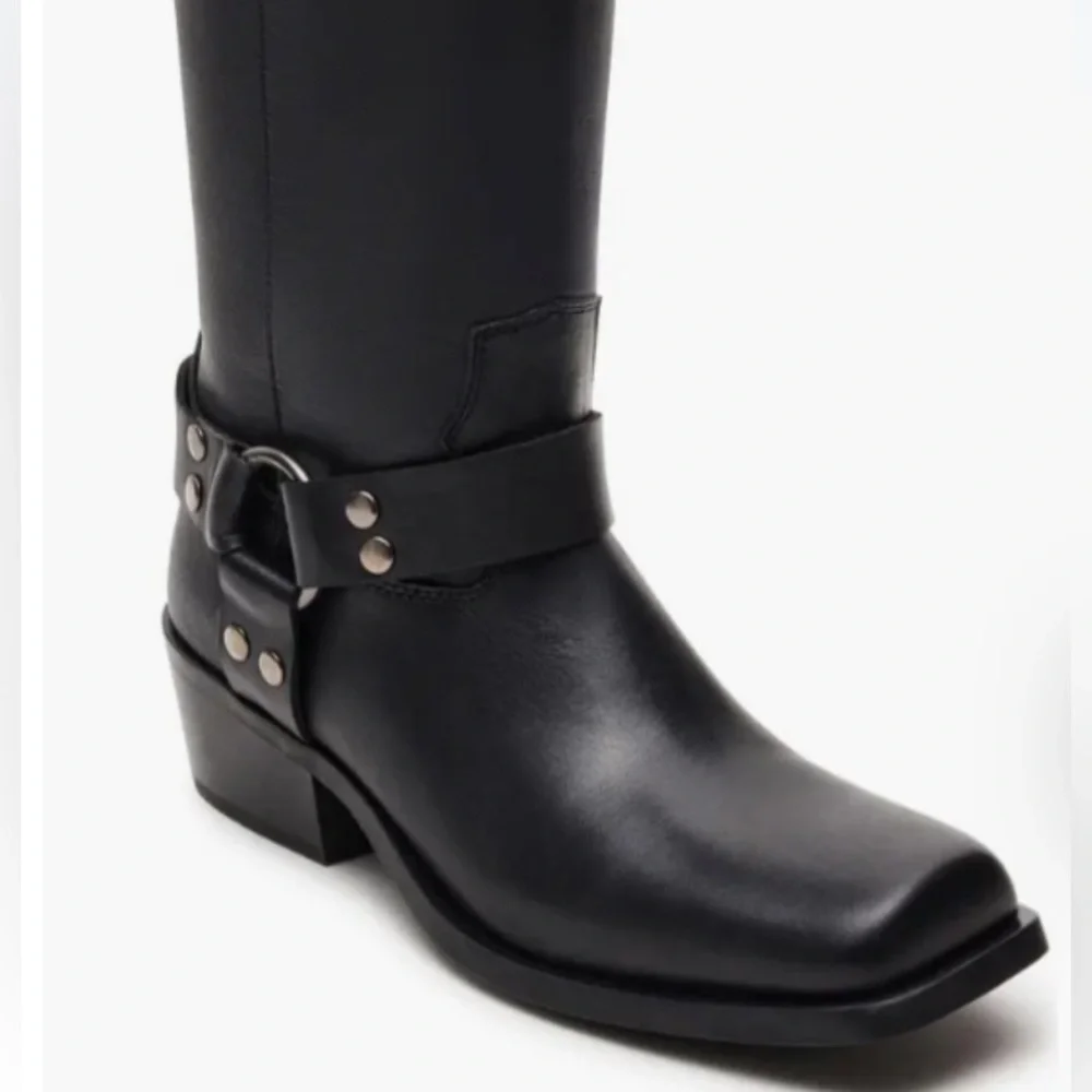 ◼️Steve Madden◼️Women’s Ruskin Engineer Black Heeled Boots  NWT - Picture 3 of 12